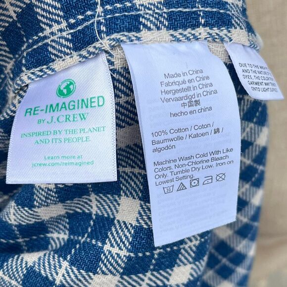 J. Crew Cotton button Down Men's Medium Blue Plaod Shirt - Picture 7 of 8